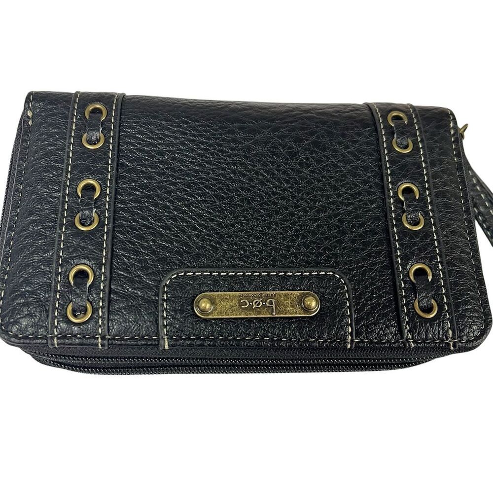 BOC Unisex Black Zip-Around Wallet with Card Slots